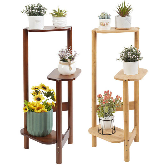 3-Tier Bamboo Indoor Display Rack for Corner