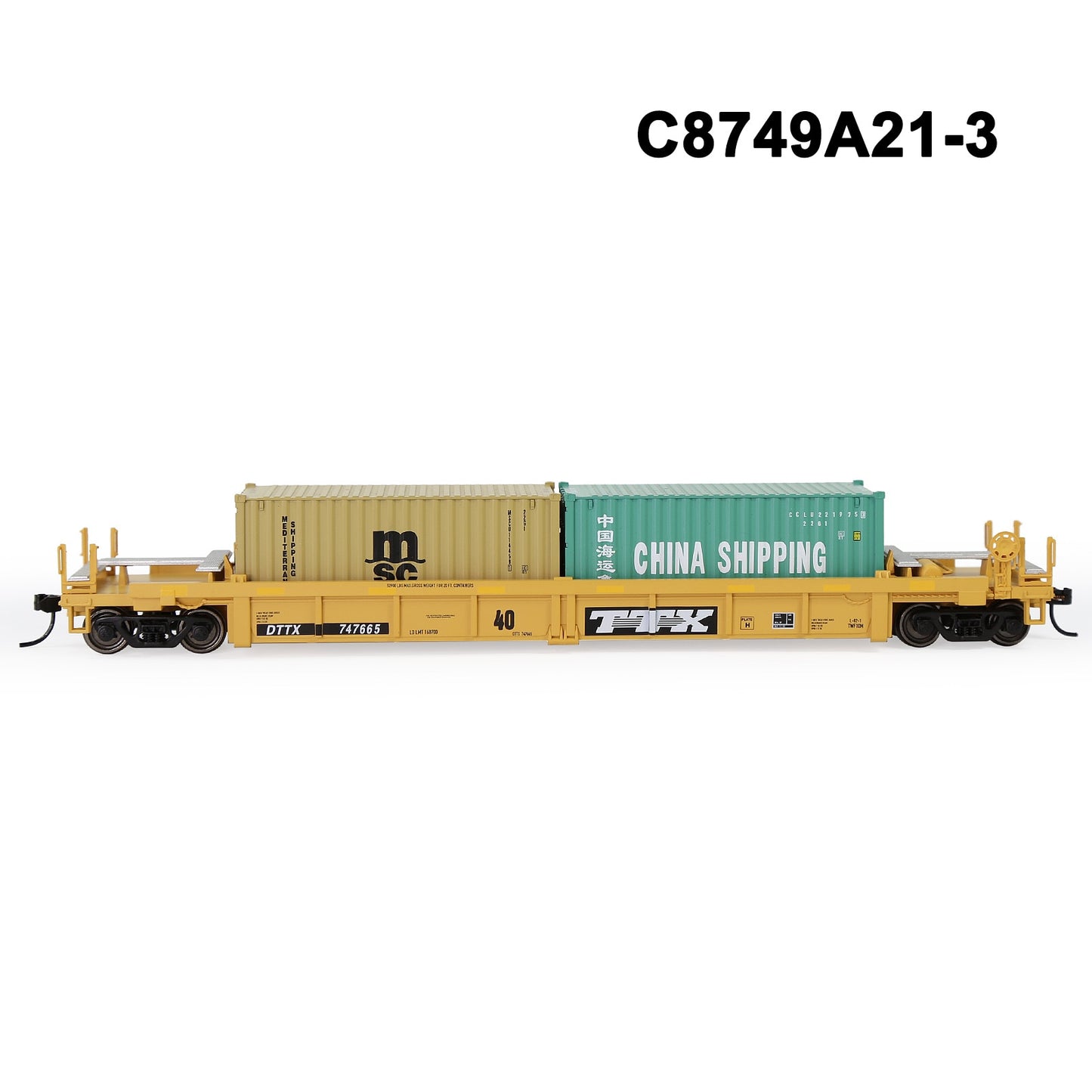 HO Scale 1:87 40ft Well Car with 20' 40' Shipping Container