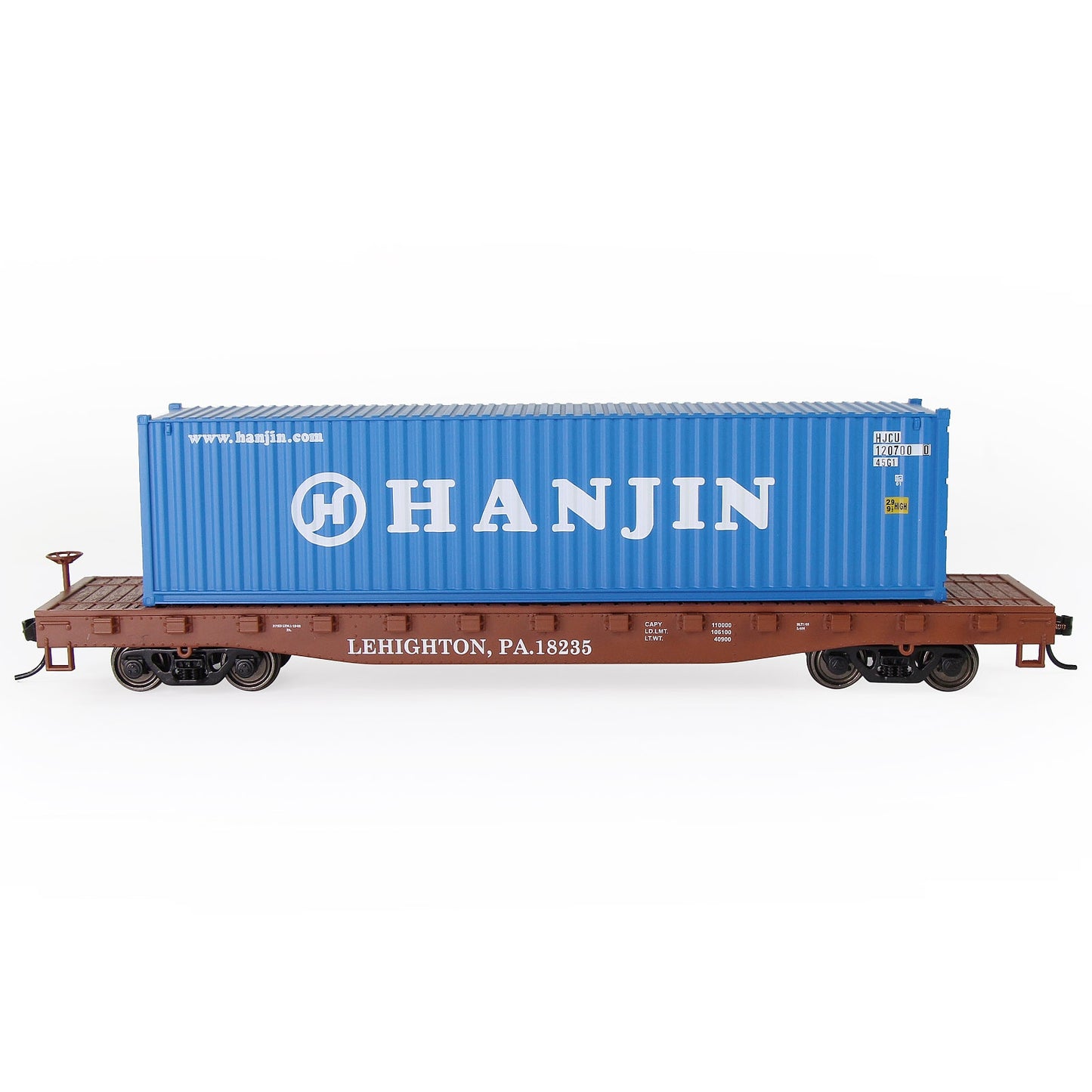 HO Scale 1:87 52ft Flat Car with Shipping Container