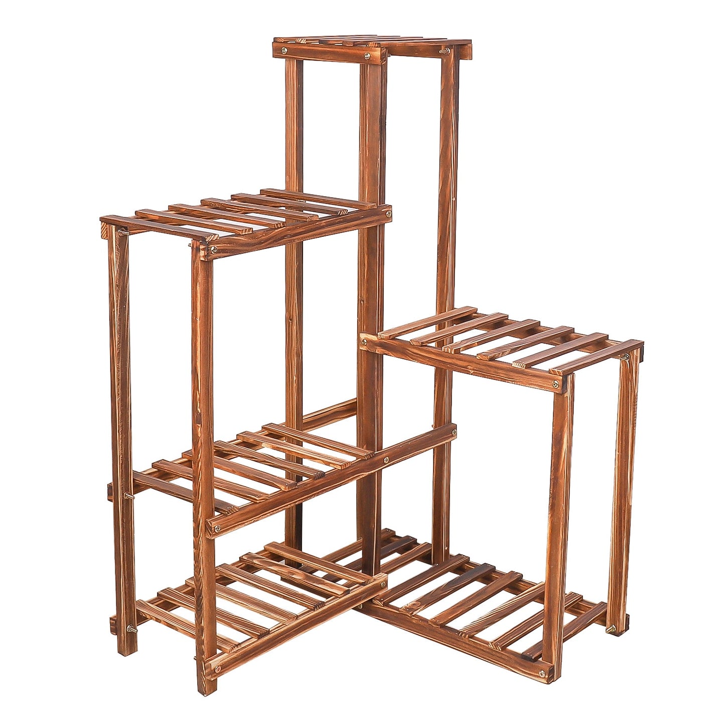 Corner Stand 6 Tier Wood Shelf Indoor Outdoor