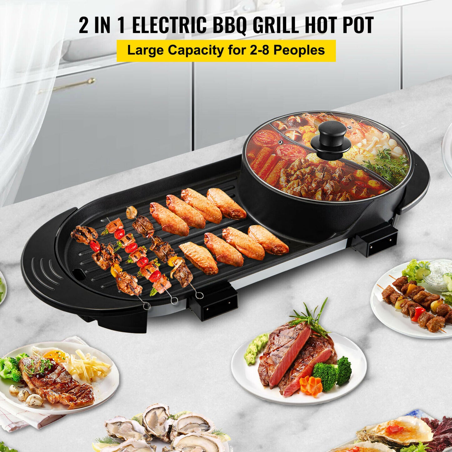 VEVOR 2 in 1 Electric Grill/Hot Pot