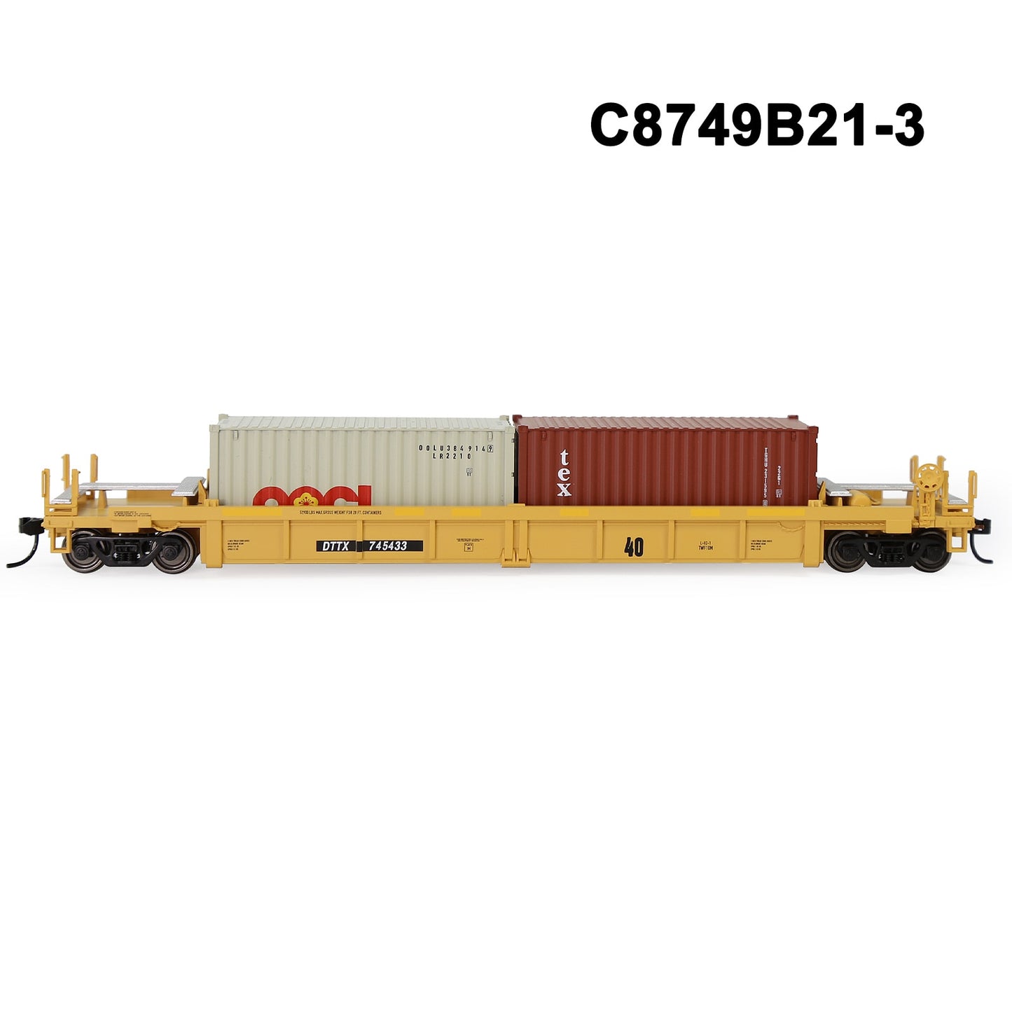 HO Scale 1:87 40ft Well Car with 20' 40' Shipping Container