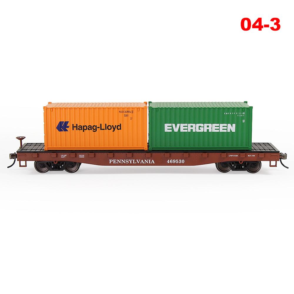 HO Scale 1:87 52ft Flat Car with Shipping Container