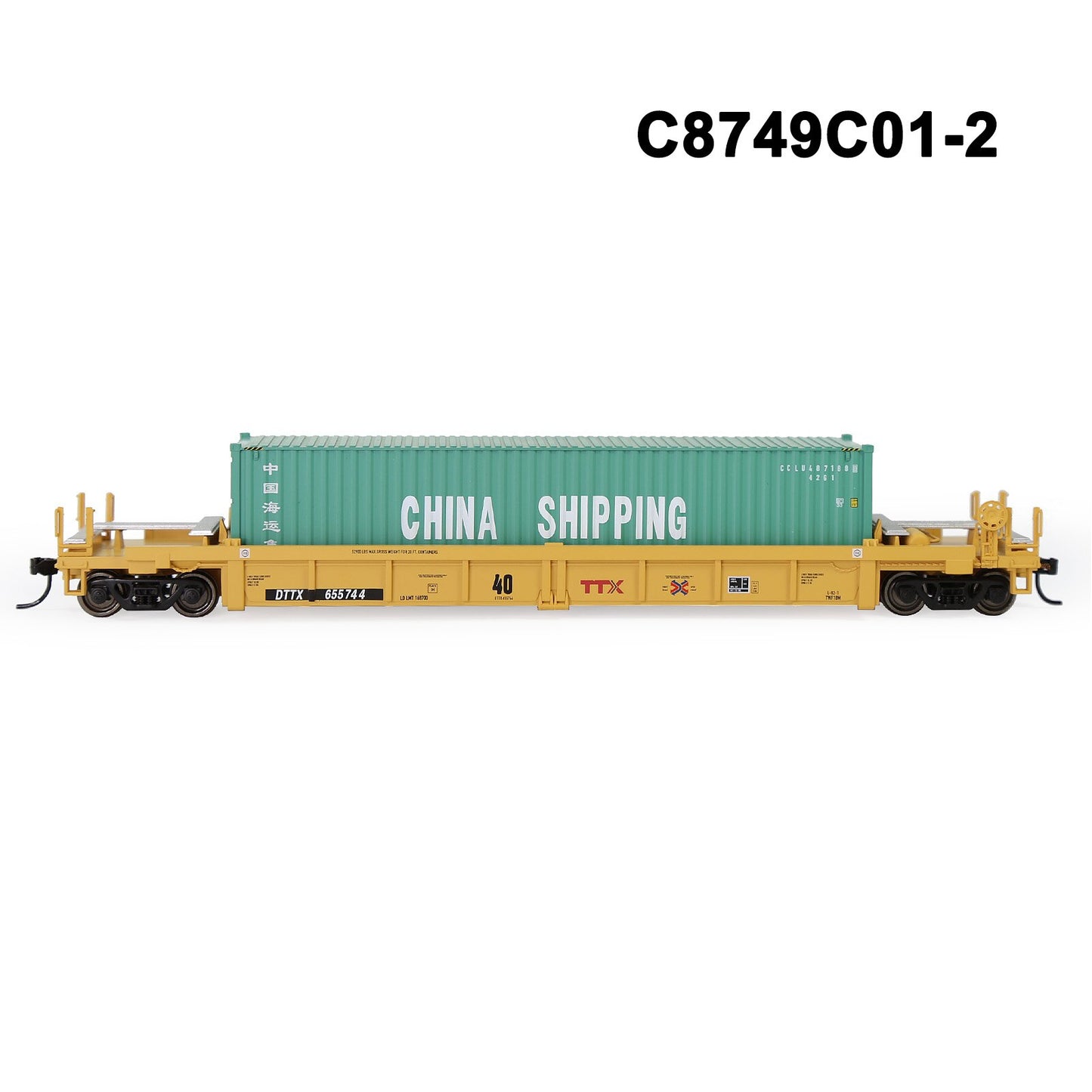 HO Scale 1:87 40ft Well Car with 20' 40' Shipping Container