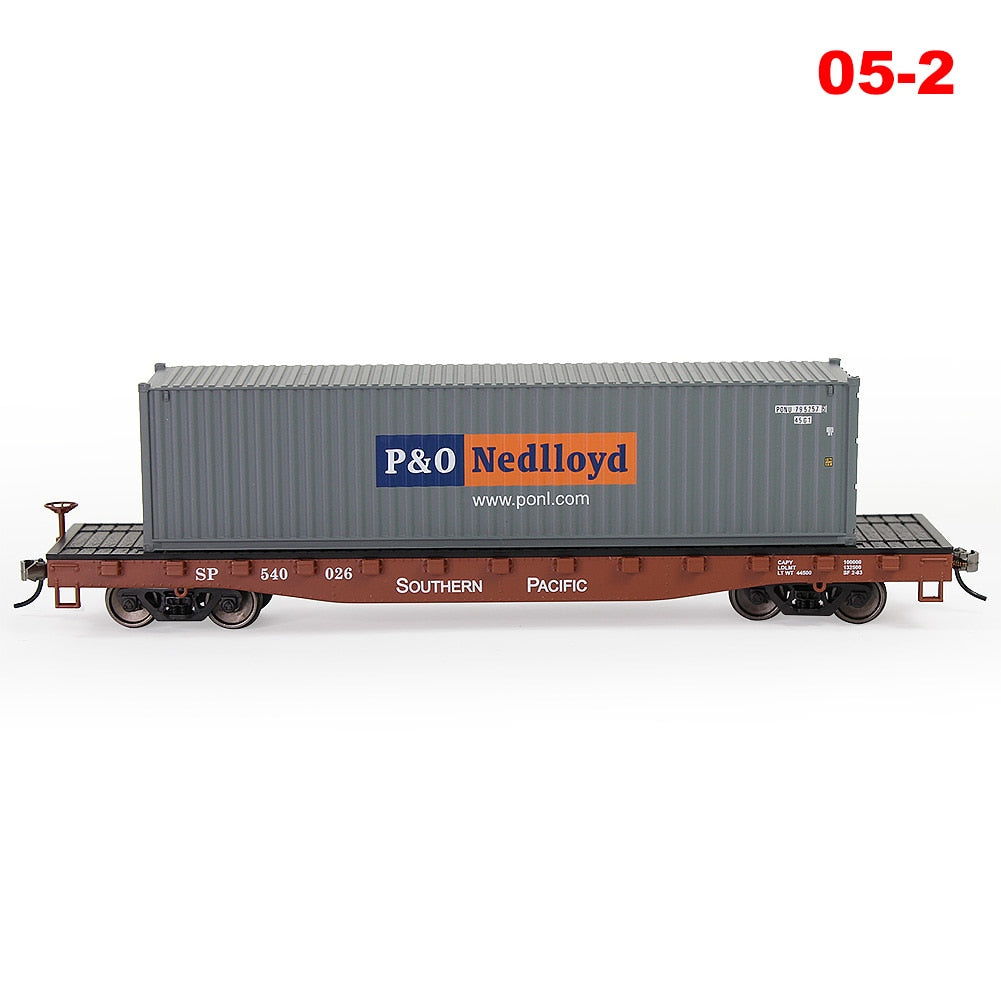 HO Scale 1:87 52ft Flat Car with Shipping Container