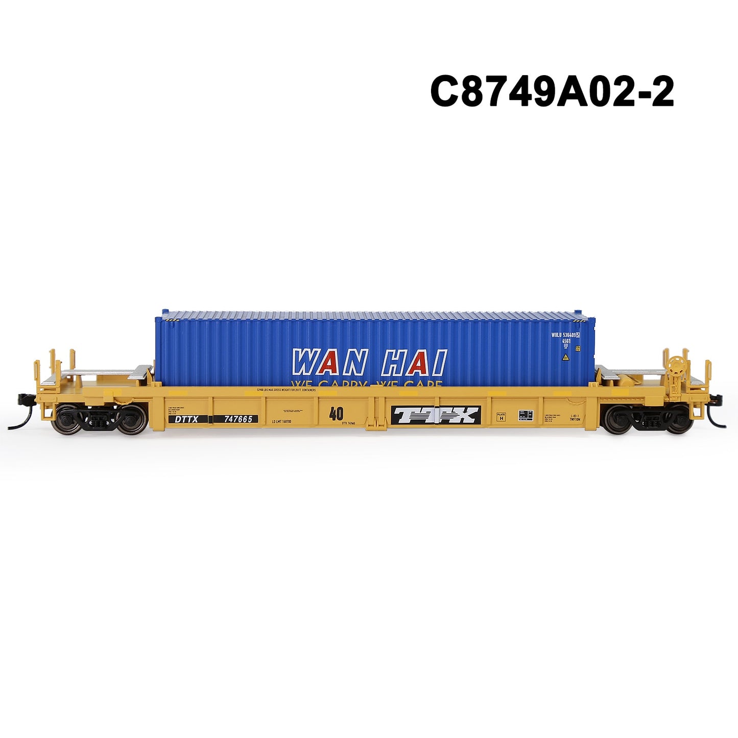 HO Scale 1:87 40ft Well Car with 20' 40' Shipping Container