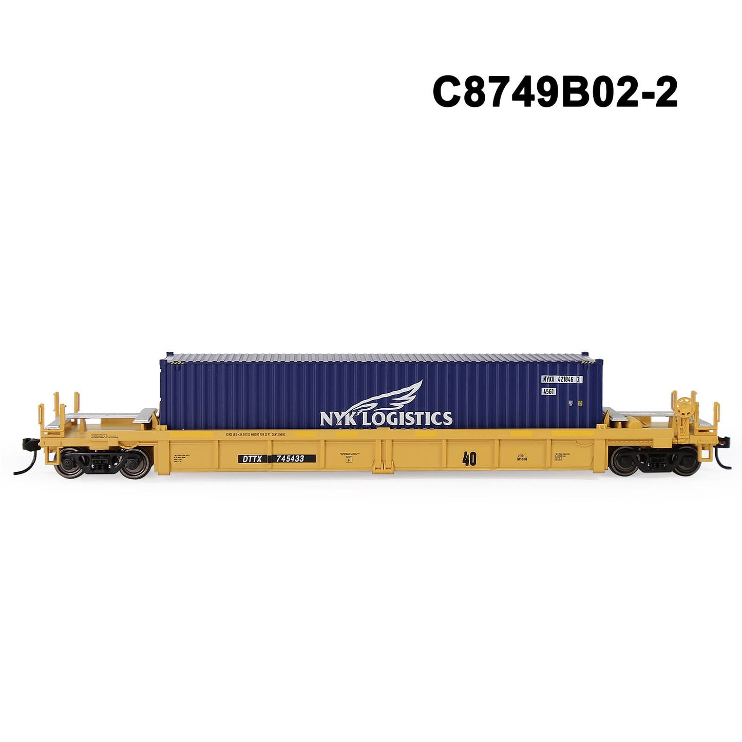 HO Scale 1:87 40ft Well Car with 20' 40' Shipping Container