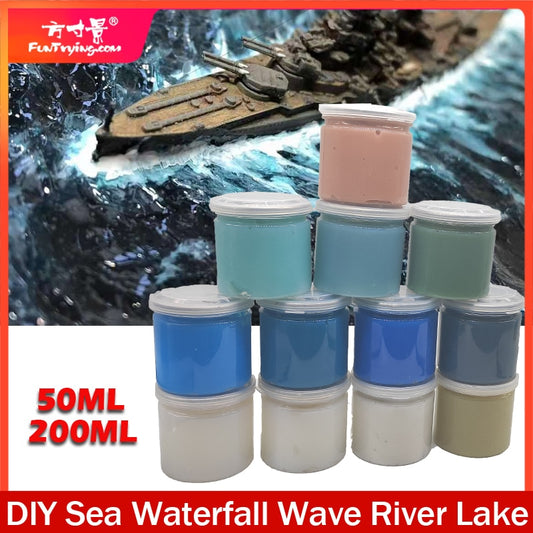 50ml/200ml Waterscape Cream for Diy Making Model Lake Ocean Pond River Waterfall Flow Military Sand Table Scene Material 12color