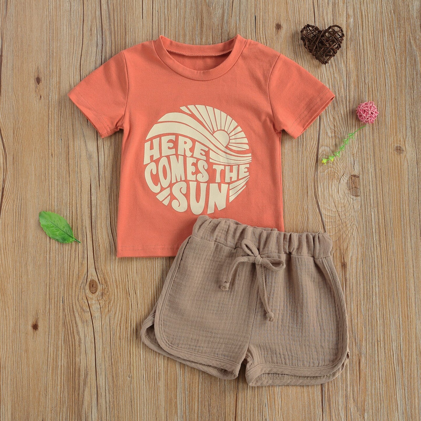 12M - 4T  Boy Girl Two-piece Set Top + High Waist Short Pants