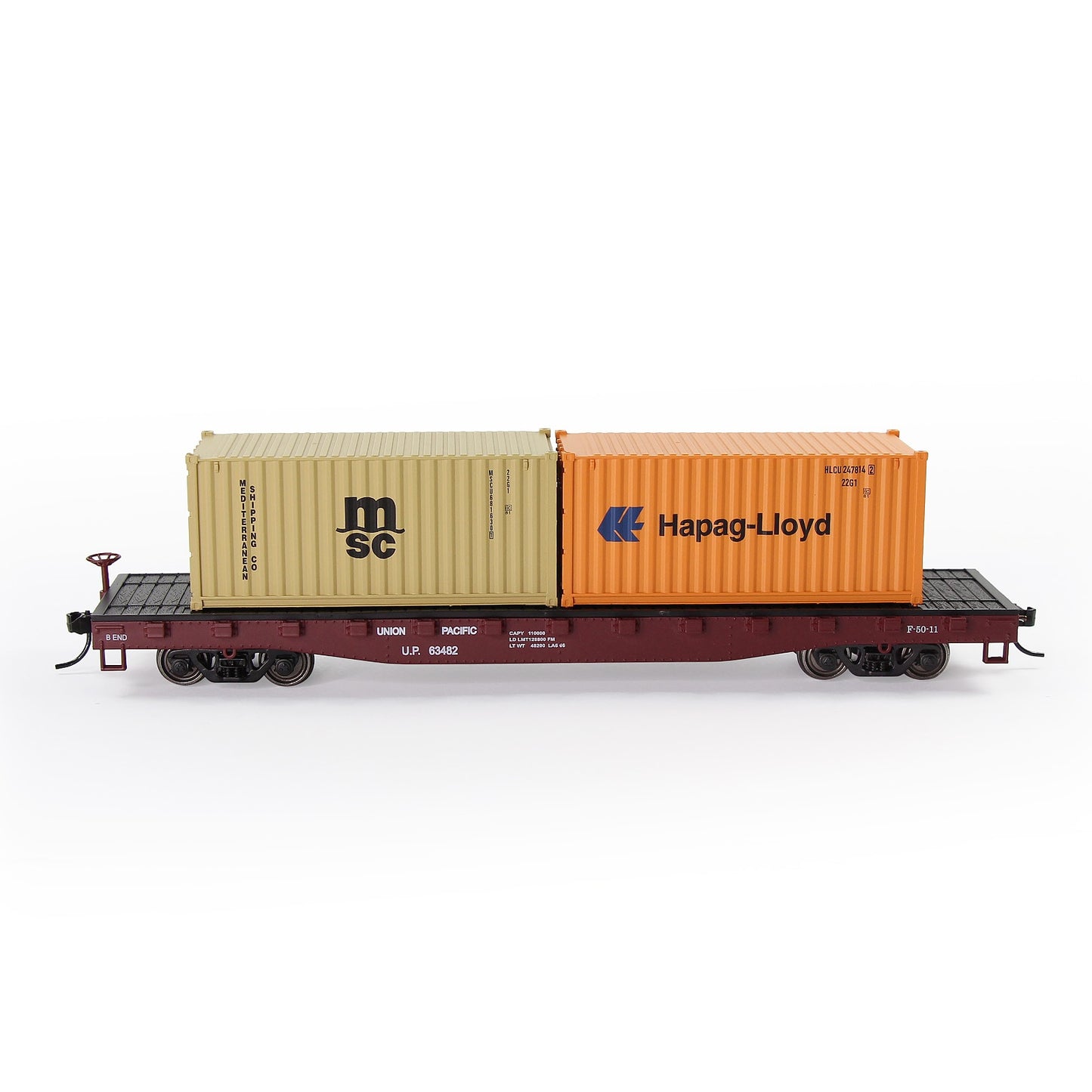 HO Scale 1:87 52ft Flat Car with Shipping Container