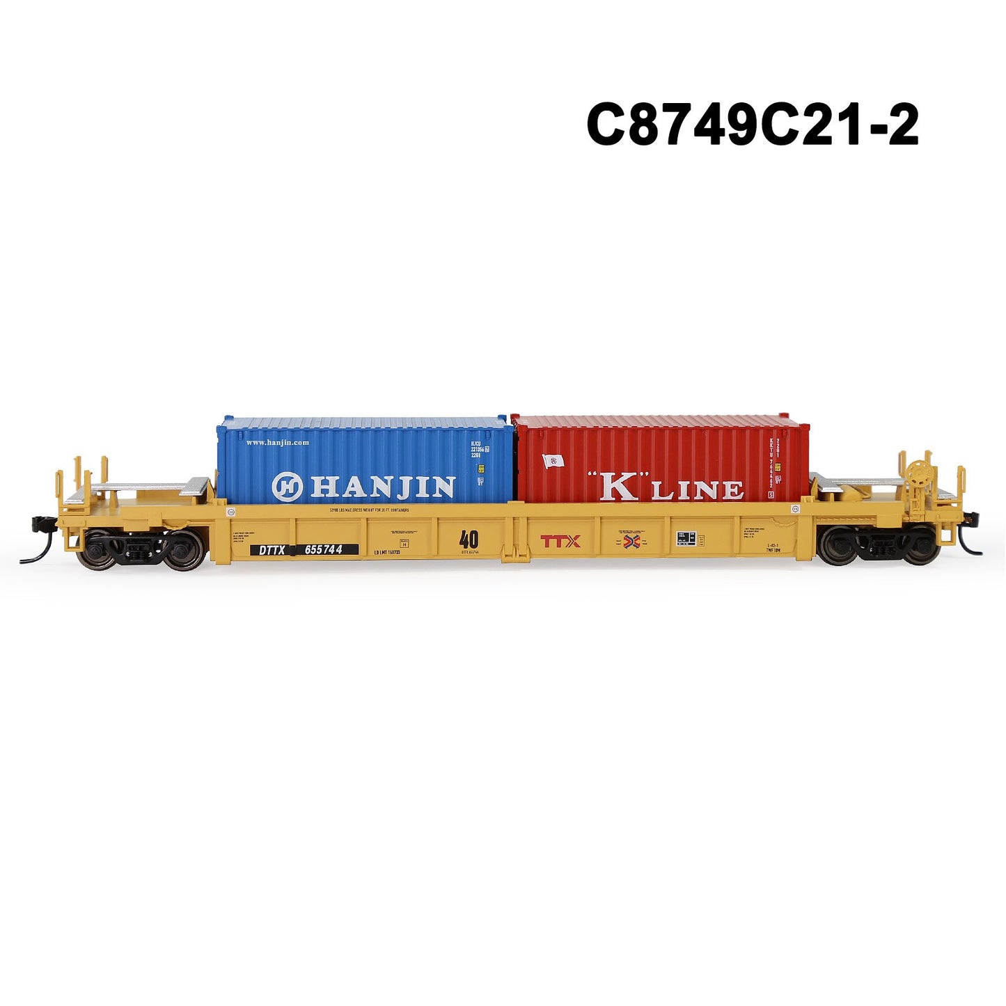 HO Scale 1:87 40ft Well Car with 20' 40' Shipping Container