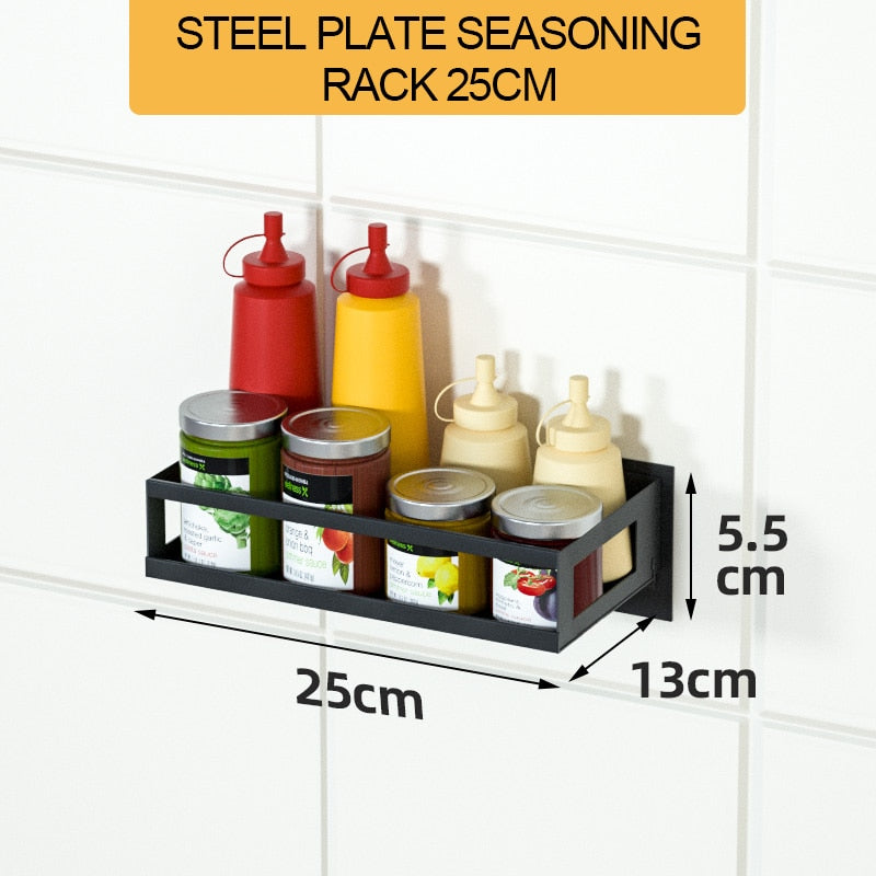 Kitchen Organizer Multifunctional Wall-mounted Spice Rack Condiment Storage Shelf