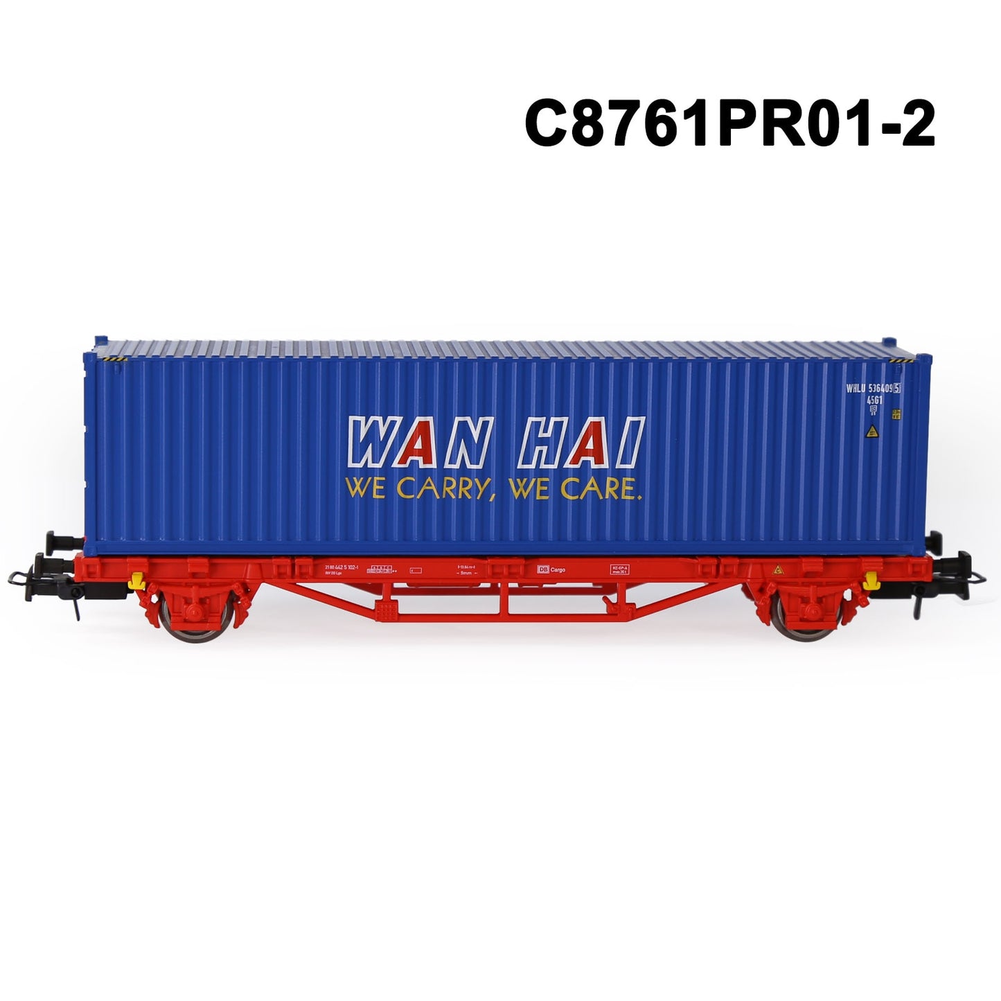 HO Scale 1:87 Flat Car with 20 or 40 ft Container