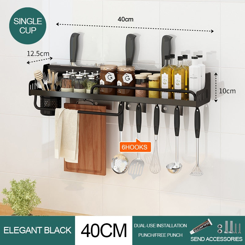 Kitchen Organizer Multifunctional Wall-mounted Spice Rack Condiment Storage Shelf