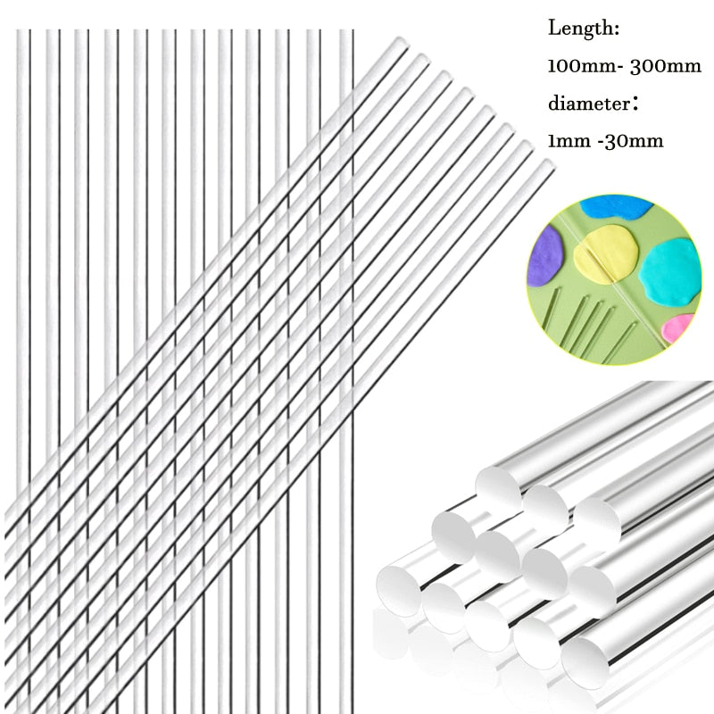 Various sizes clear acrylic rods - round