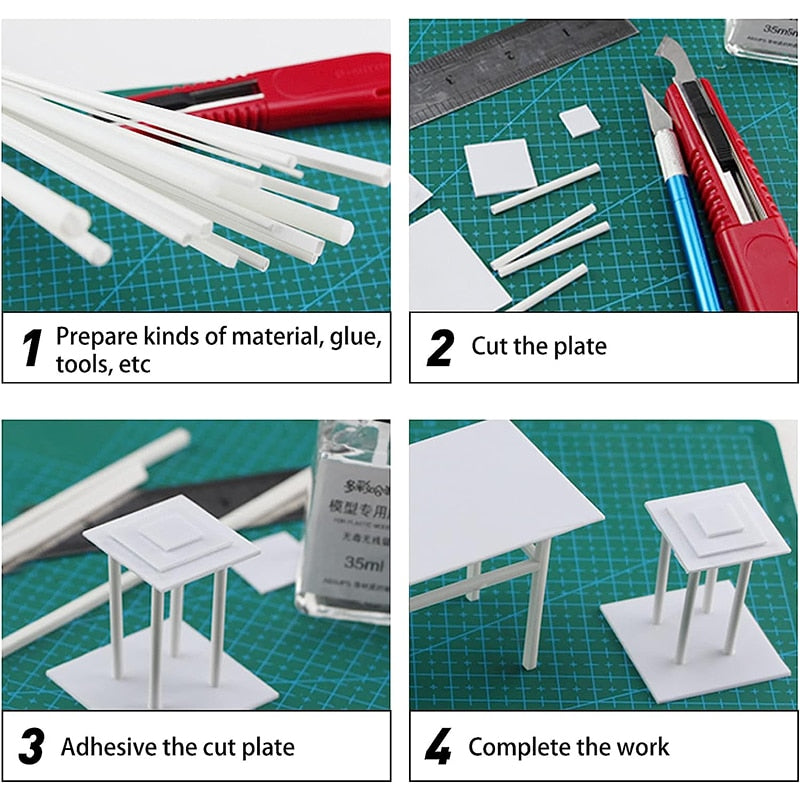 Various Sizes ABS Plastic Hollow Square Rods Styrene Rod