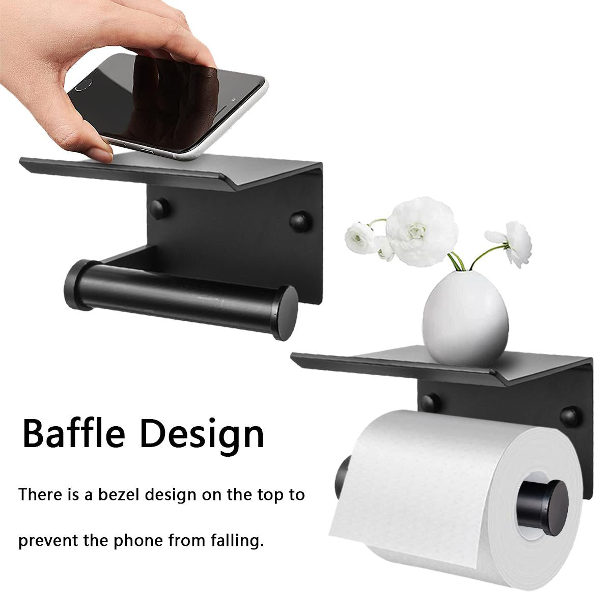 Wall Mounted Toilet Paper Holder With Storage Shelf