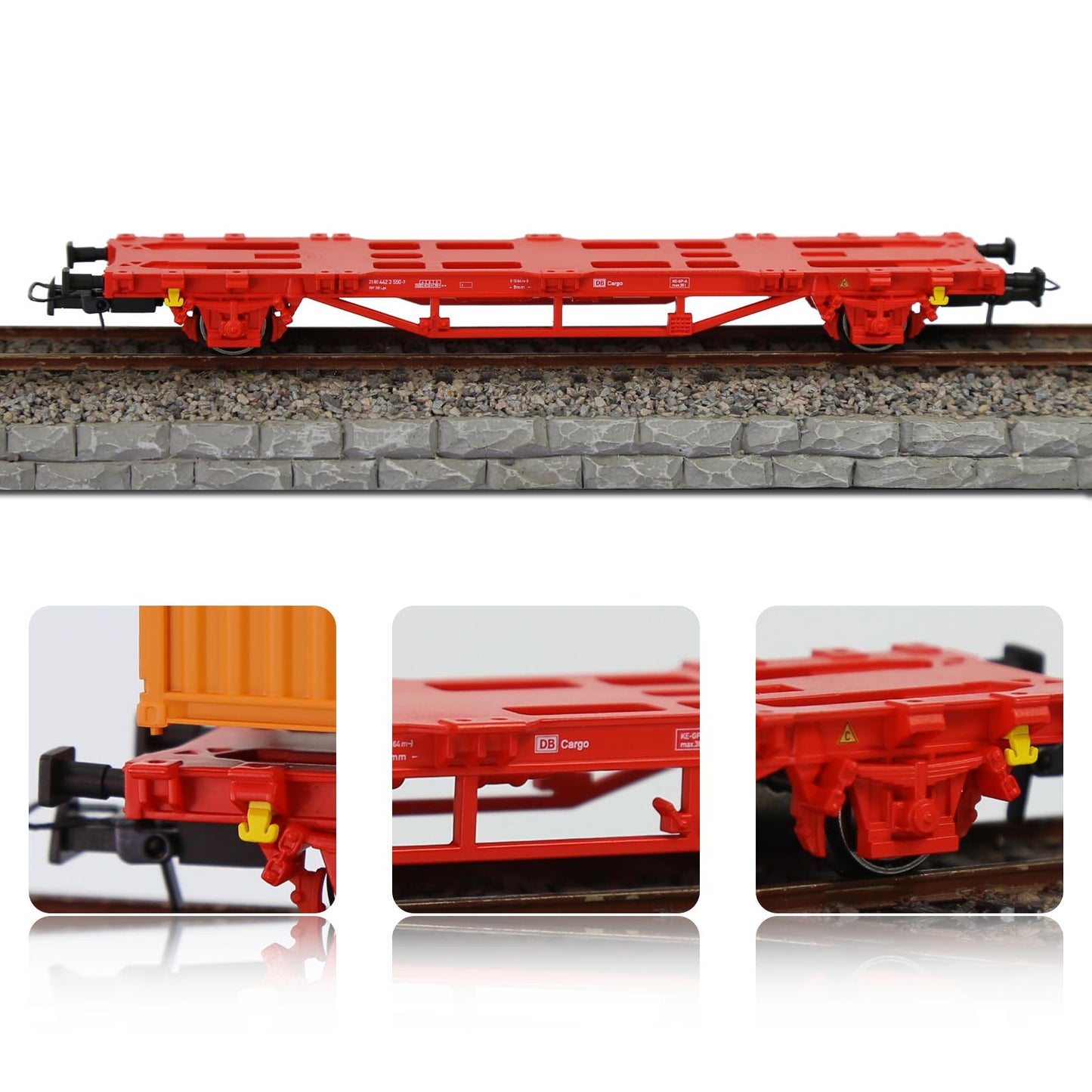 HO Scale 1:87 Flat Car with 20 or 40 ft Container