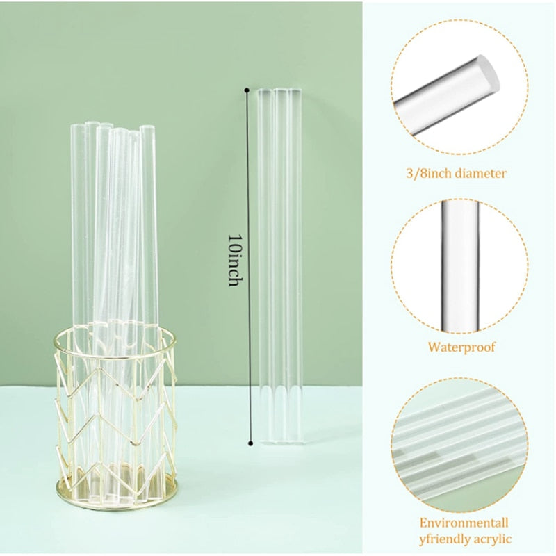 Various sizes clear acrylic rods - round