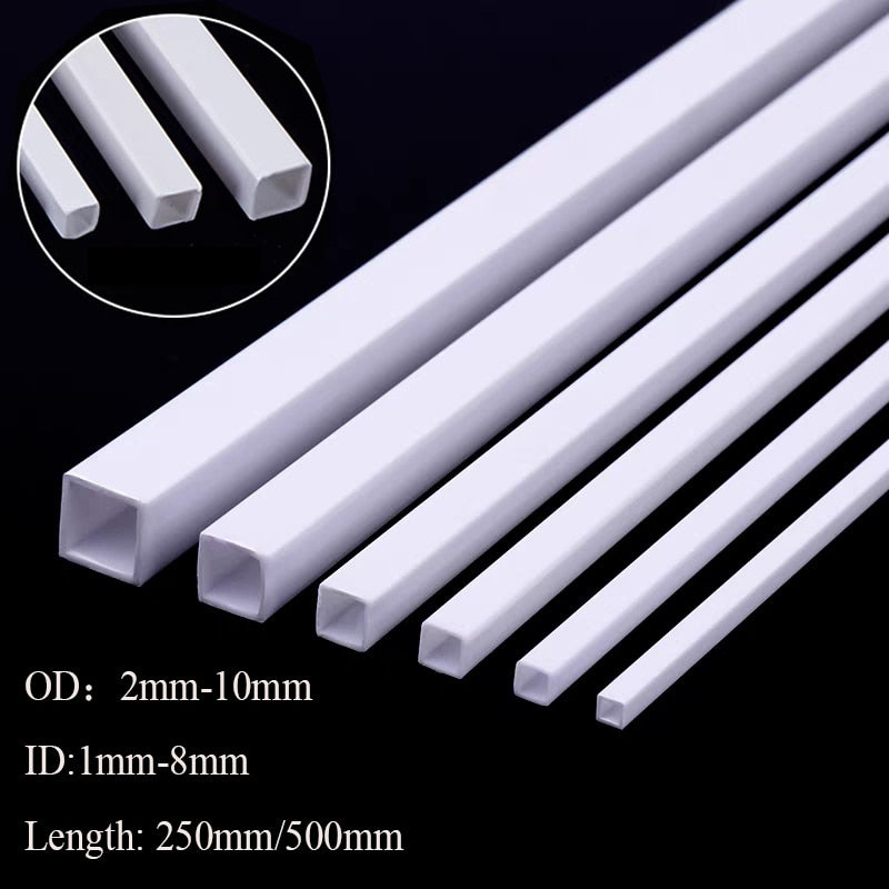 Various Sizes ABS Plastic Hollow Square Rods Styrene Rod